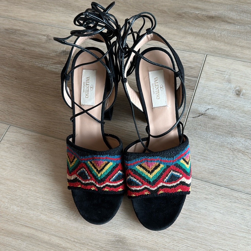 Valentino suede and beaded heels